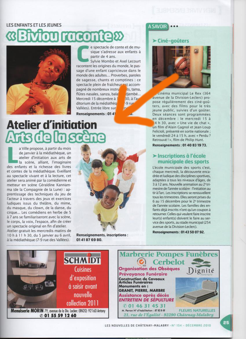 Article Nouvelles de CM - Atelier Mediathèque Dec 2010